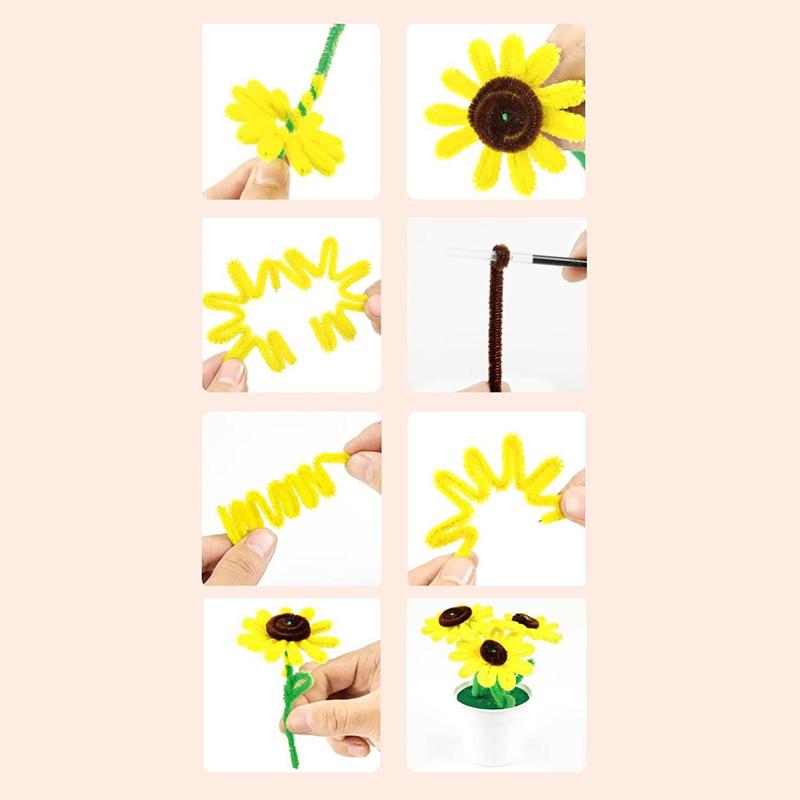 1 Set Kids Creativity Handicraft Diy Flower Pot Multicolour Chenille Stems Pipe Cleaners Handmade Children Toys