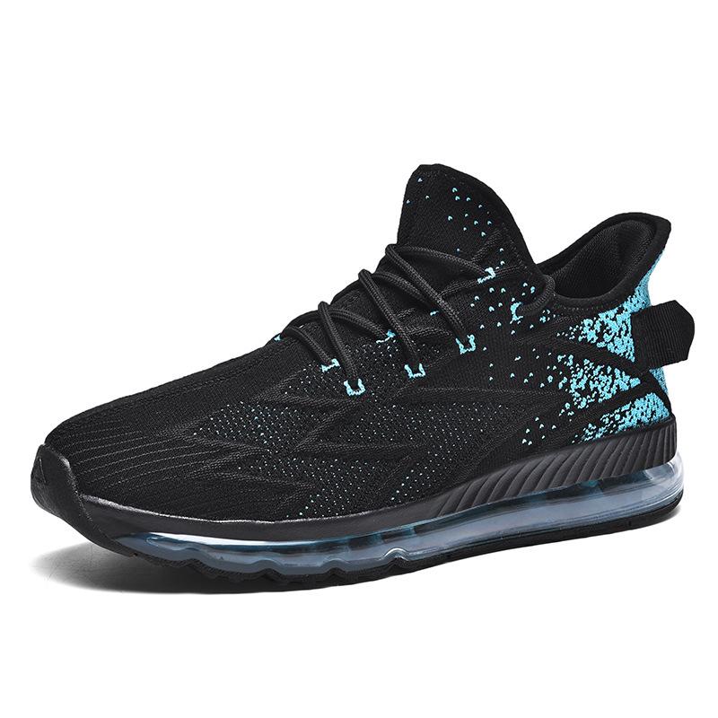 Large size men's shoes summer breathable fly-woven shoes men's large size shoes full palm air cushion shoes shock-absorbing and lightweight running