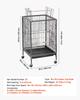 Bird Cage, 460 x 460 x 770 mm, Open Flat Top, Wrought Iron Bird Flight Cage with Perches, Slide-Out Tray and Plastic Feeders, Casters, for Parrot,