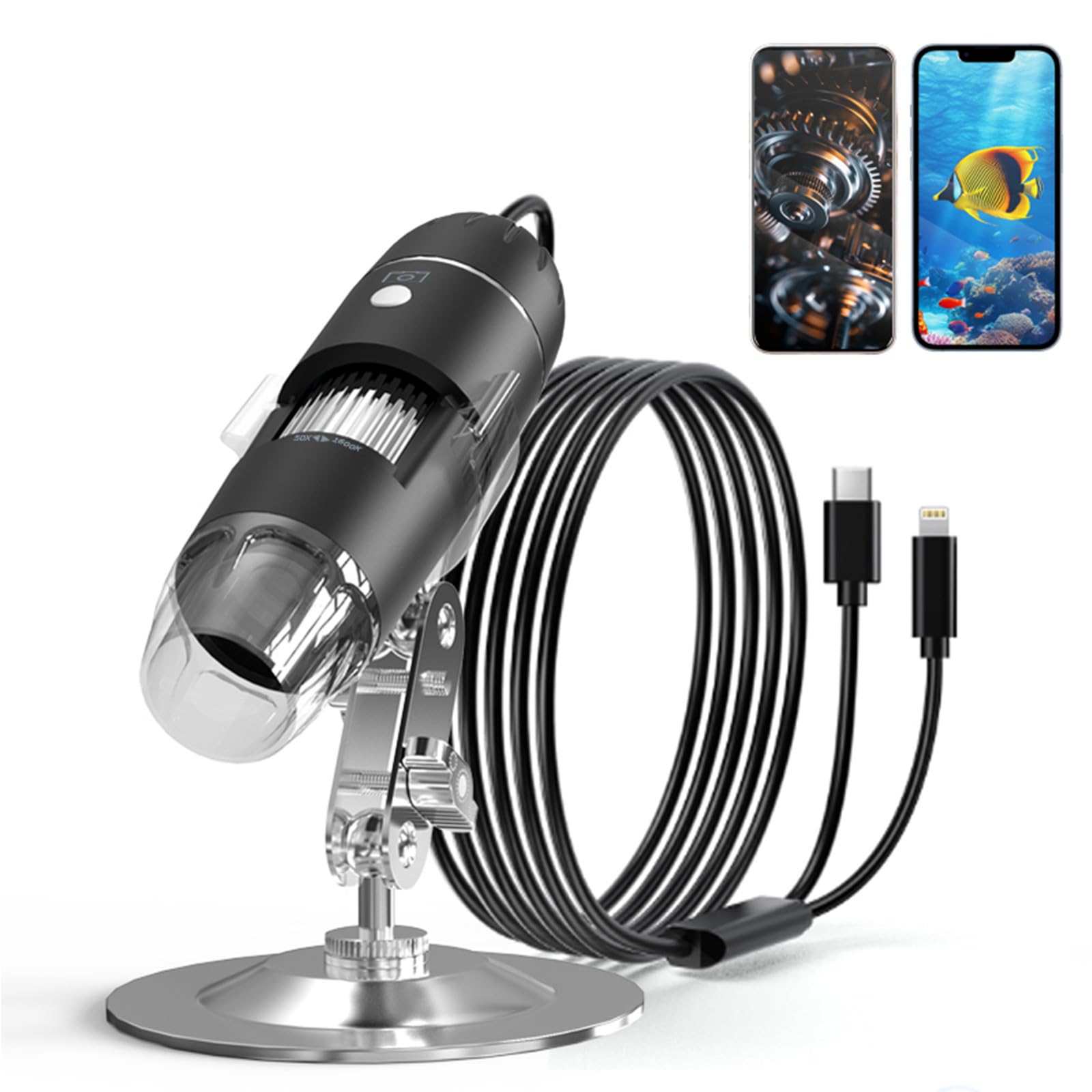 

Gzpce USB Digital Microscope Camera with 50X-1600X Magnification, Handheld HD Inspection Camera, 1920P HD, Adjustable Stand, 8 LED Lights, Portable