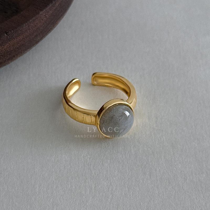 Ins Minimalist Style Combination Ring Plain Ring Jade Love Diamond Gold and Silver Versatile Commuter Stacked Open Ring
