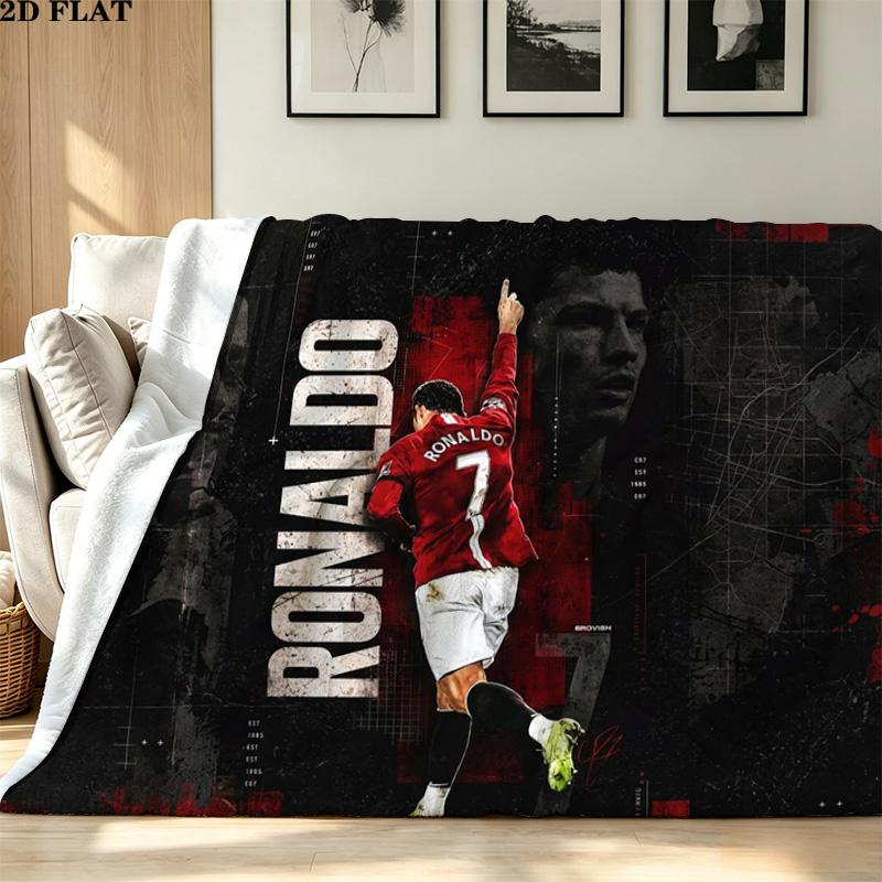CR7 Print Flannel Blanket High Quality Warm Comfortable Cover for All Seasons Perfect for Gifts Home Decor
