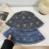 Retro Washed Denim Bucket Hat Women's Spring Summer Big Head Circumference Versatile Washbasin Hat Bucket Hat Tide