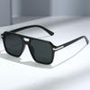 European and American summer new square double beam sunglasses, fashionable men's and women's versatile glasses, black sunshade sunglasses