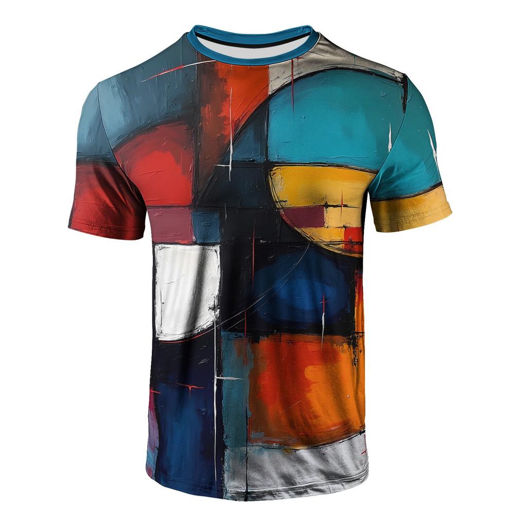 Fashion Colorful Abstract Art 3D Print T-Shirts Men Women Tees Short Sleeve Round Neck T Shirt Harajuku Top Men's Clothing