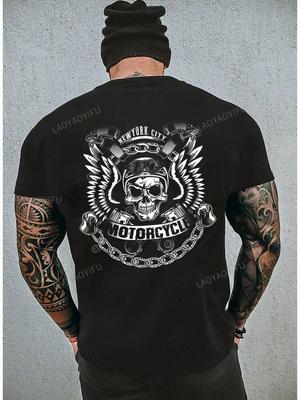 T-shirt en coton Jésus, nouveau t-shirt noir, motard à l'ancienne, croix de fer, crâne, croix DK109, Tops, Ride To Live, t-shirt moto