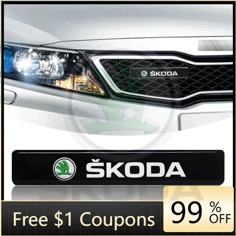 msdf2 Car Stickers For Skoda 1/2PCS Car Decorative Light LED Front Hood Grille Emblem Badge Decor For Skoda Octavia Fabia RS Kamiq Kod