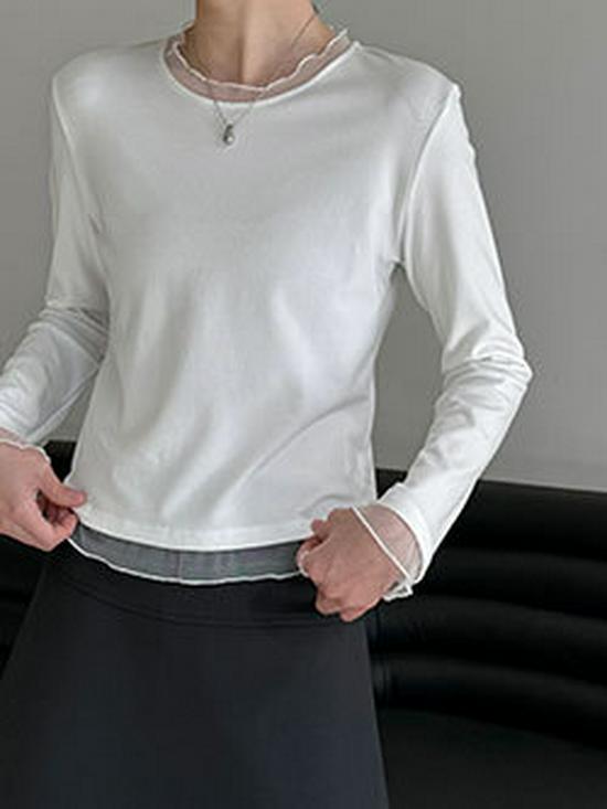 Lu Xi V-Neck Loose Long-Sleeve Casual Women's Top - Early Spring French Style