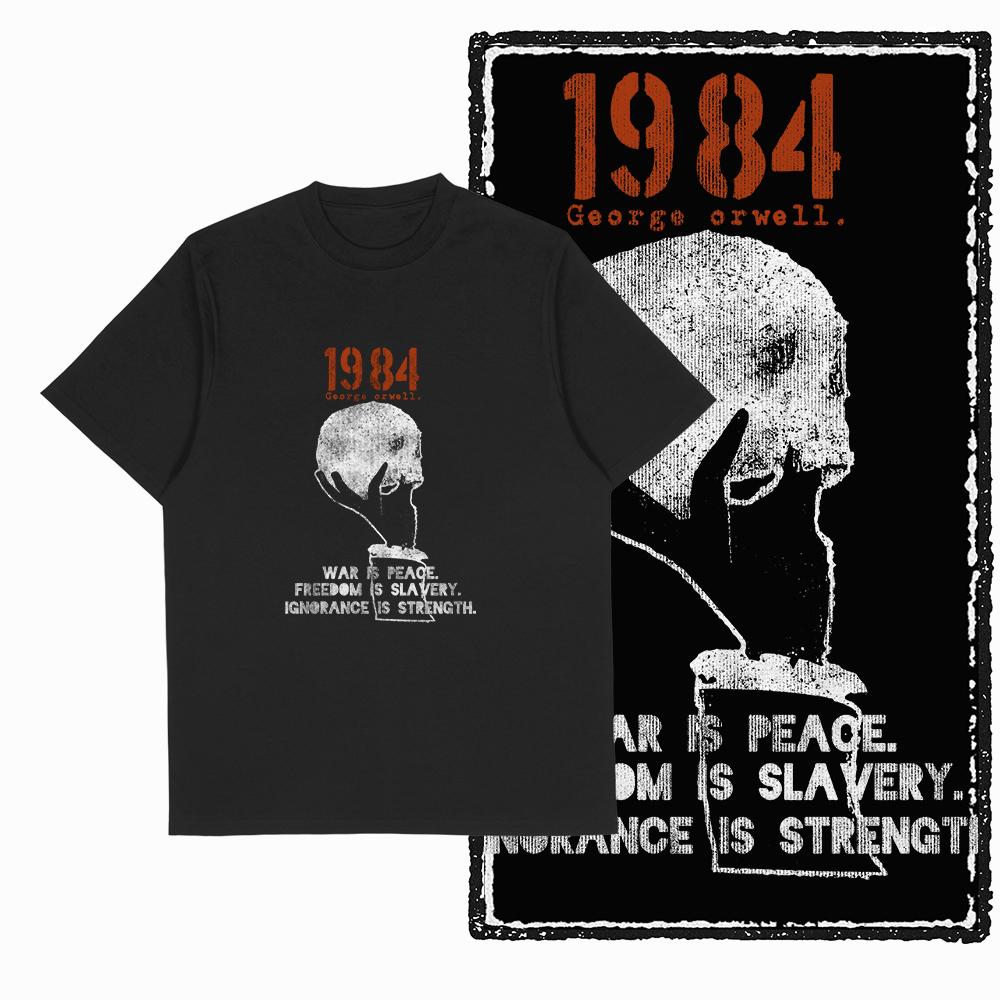 Coolmind X0019 Bavlna velká velikost potisk 1984 Exkluzivní grafické pánské tričko volné s kulatým výstřihem pánské tričko ležérní tričko pro muže trička