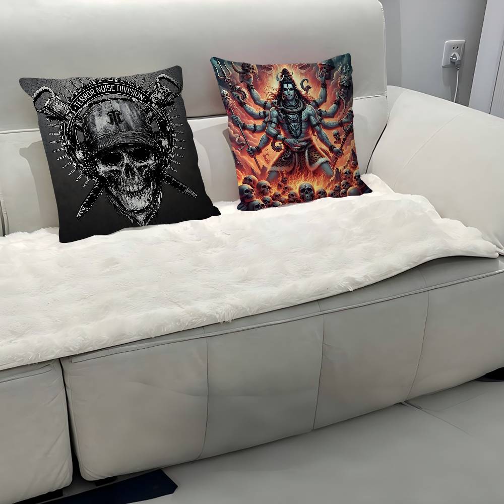 God With Us Skull Pillow Case Removable Washable Cushion Cover – All-Season Soft Linen