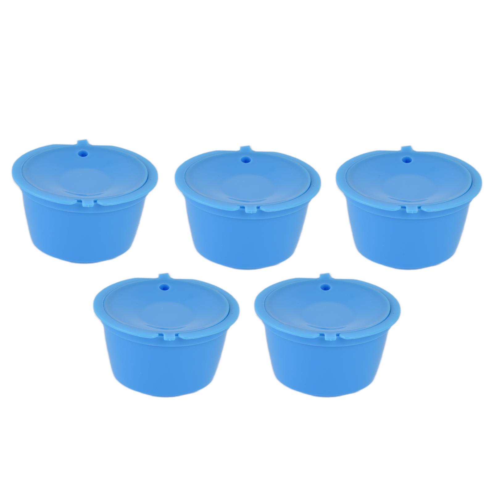 

5 шт. 50 мл кофейные капсулы, многоразовая чашка с фильтром для кофе с ложкой для кофемашины DOLCE GUSTO Blue