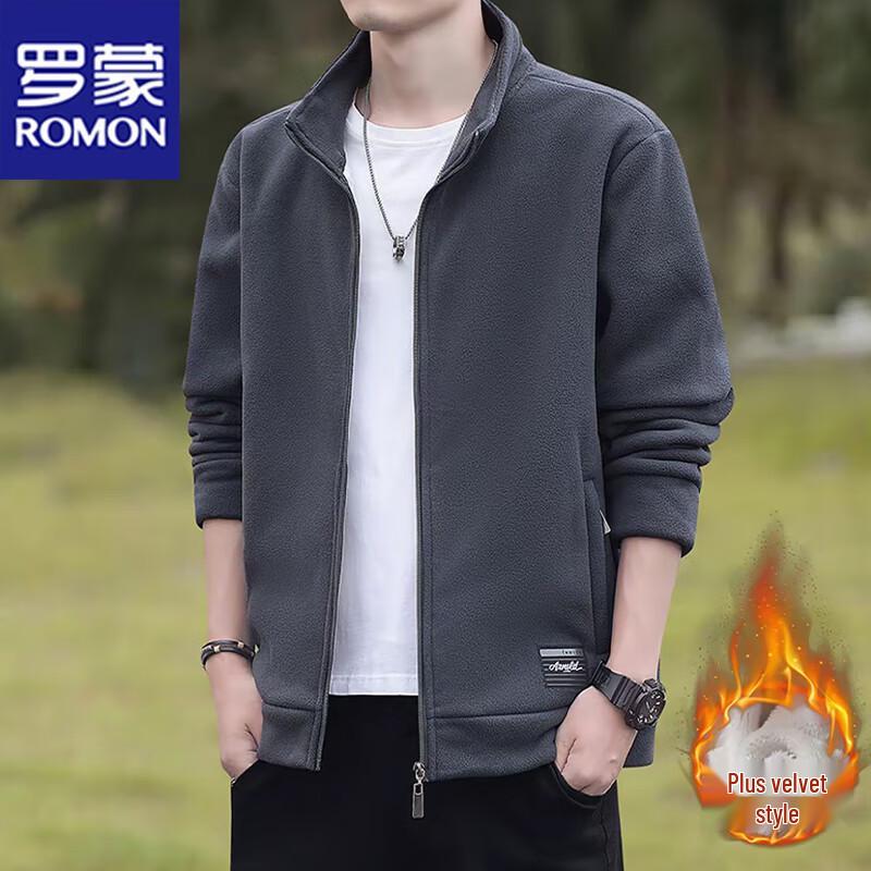 

ROMON Men s Autumn Winter Fleece Lined Stand Collar Jacket M