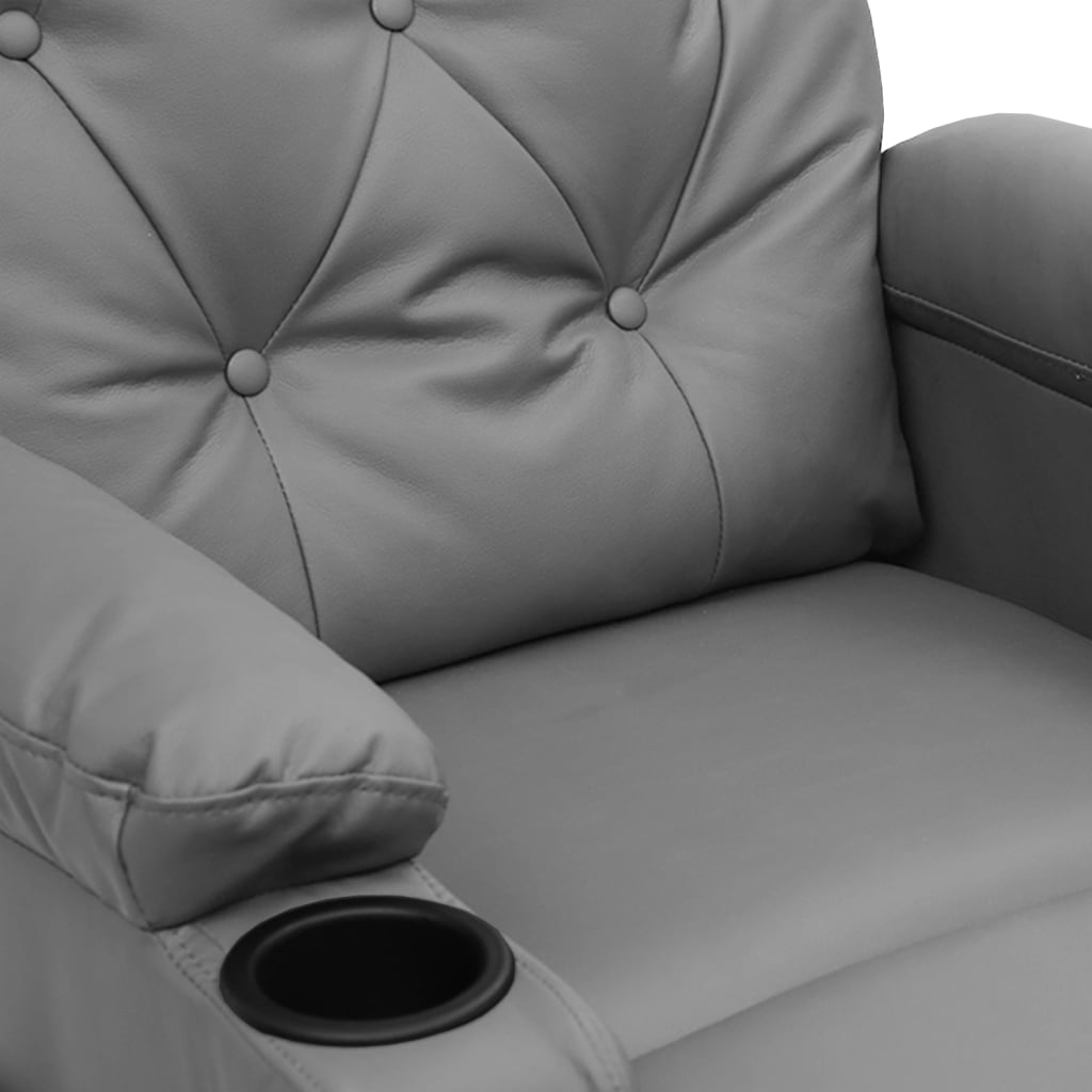 Recliner Chair Gray Faux Leather