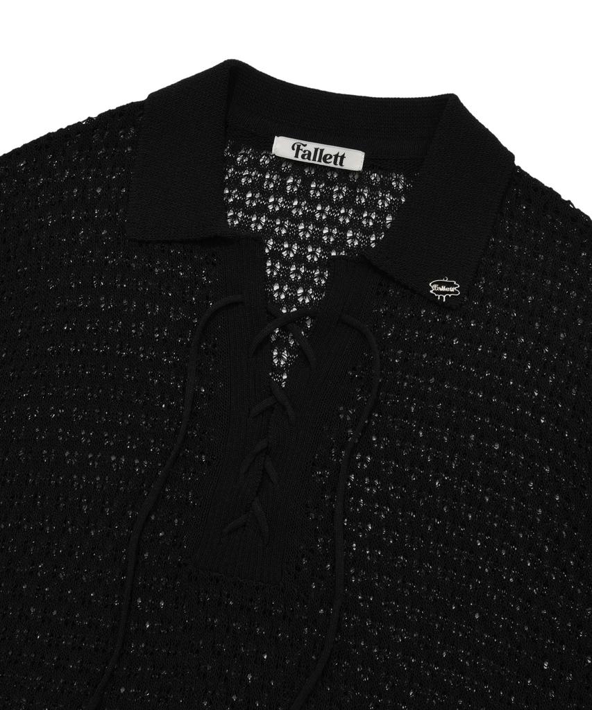 FALLETT Black Curly Collar Knit