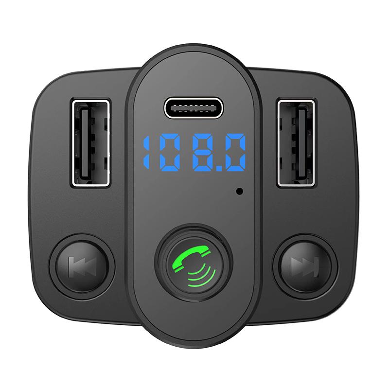 Type-C Fast Charging Car Charger Fm Transmitter Dual Usb Music Player Mp3 Charger Adapter Type-C Wireless Light Handsfree