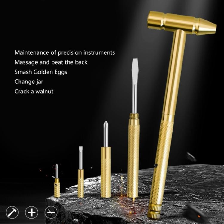 6 In 1 Mini Multifunction Copper Hammer and Screwdriver Mallets Hand Tools for Home Maintenance and Creative Projects