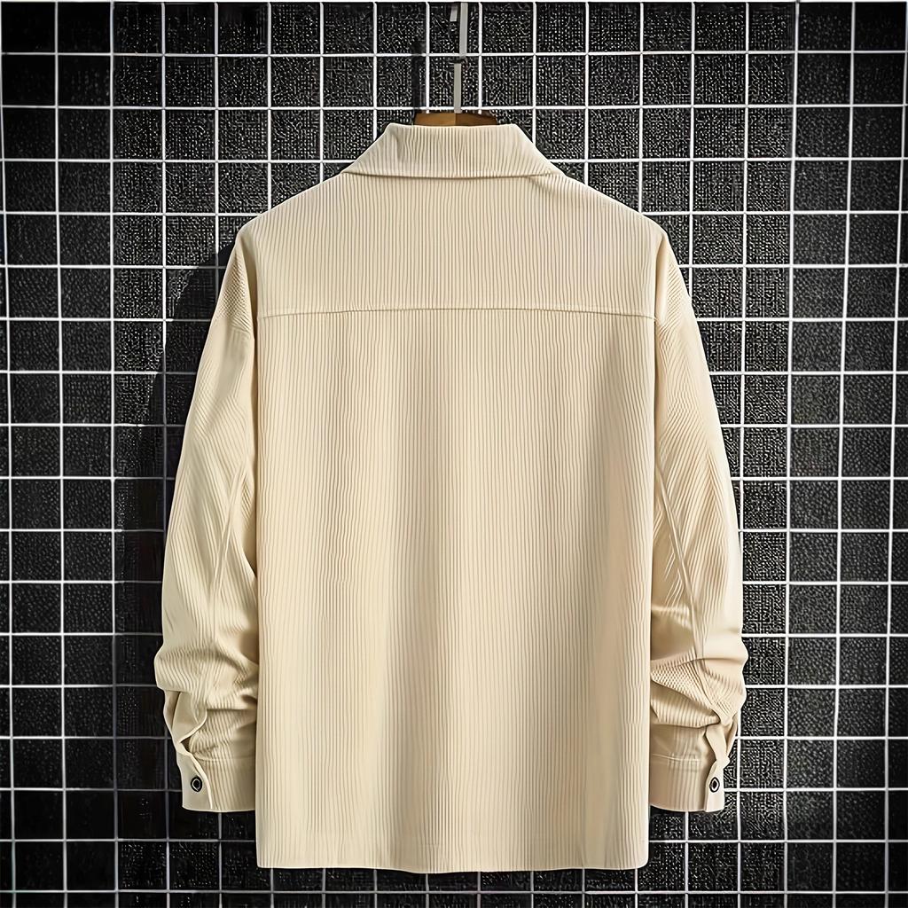 Mens Corduroy Shirt Jacket Casual Button Down Shacket Long Sleeve Lightweight Flannel Jacket Coat Versatile Jacket