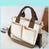 Stylish Canvas Tote Bag For Women In Cream Color With Multi Pocket Design For Everyday Use