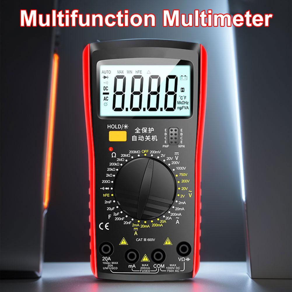 Digital Multimeter 1999 Counts Voltage Current Resistance Capacitance Diode Tester with 360 Degree Dial and Large Display
