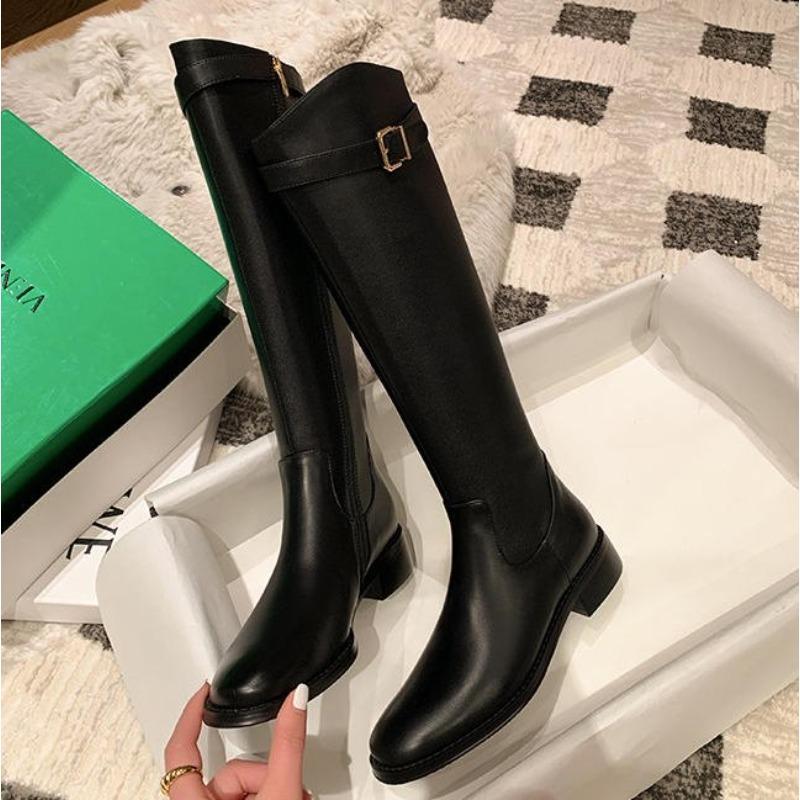 Black Elegant with Low Heels Shoes for Woman Long Brown Women's Boots Winter Knee High Shaft Stylish Lastest Price Goth Boots