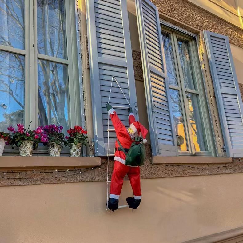 Santa Climbing Ladder Ornament - Window & Tree Decor