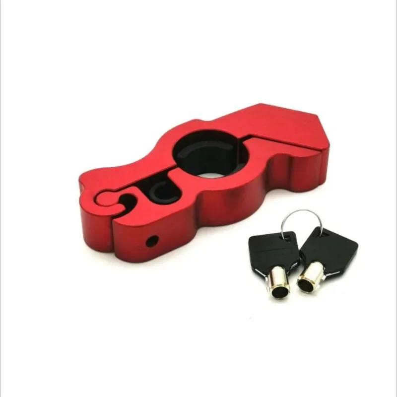 Motorcycle Handlebar Lock - Tamper Resistant Weatherproof Aluminum Alloy Anti-Theft Grip Lock красный