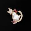 Cherry Blossom Kitten Brooch, A Fashionable and Cute Crystal Animal Brooch with A Niche Design Sense for Women