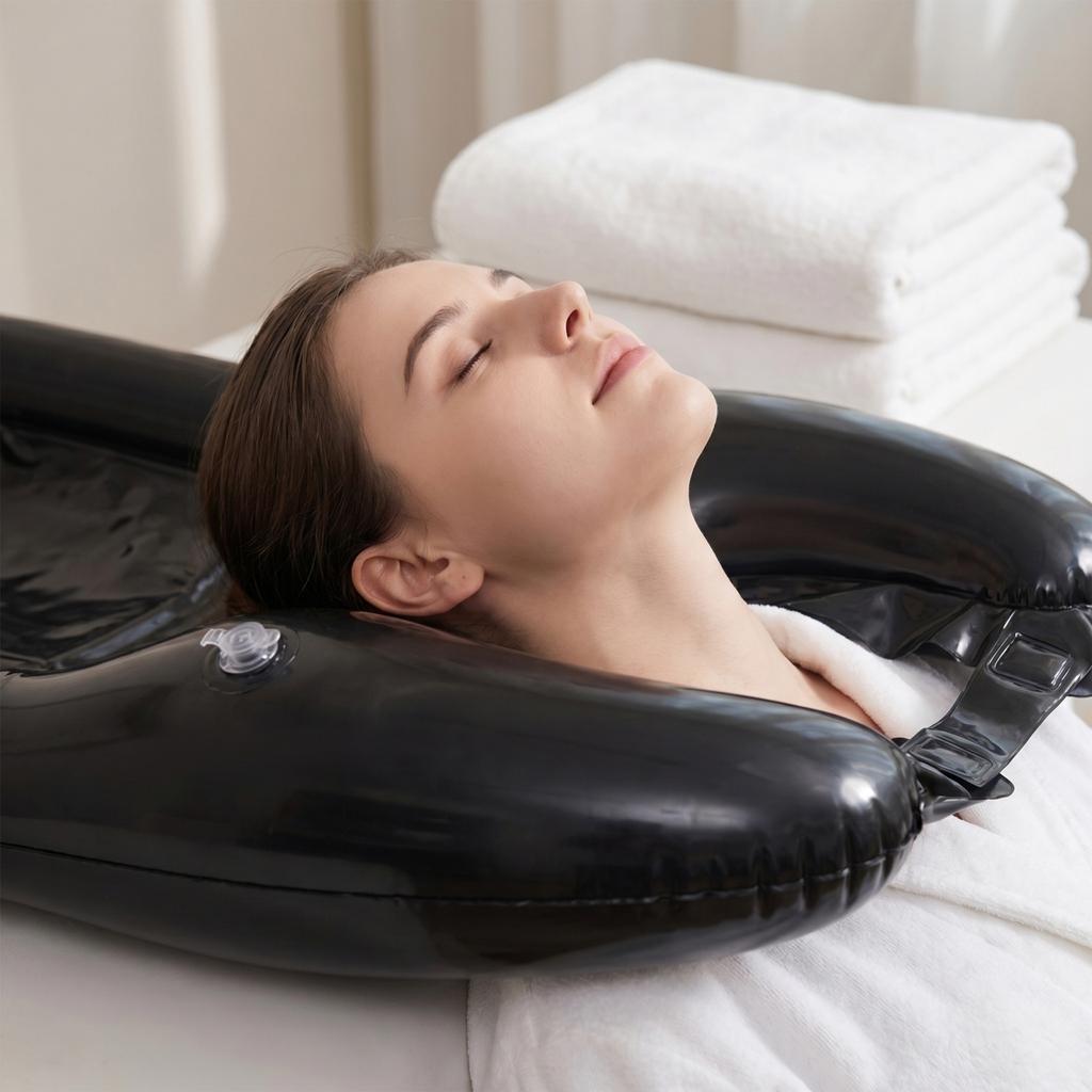 Portable Inflatable Shampoo Basin for Home Use Foldable Bed Hair Washing Tray Thickened PVC Material Suitable for Pregnant Women and Elderly Care