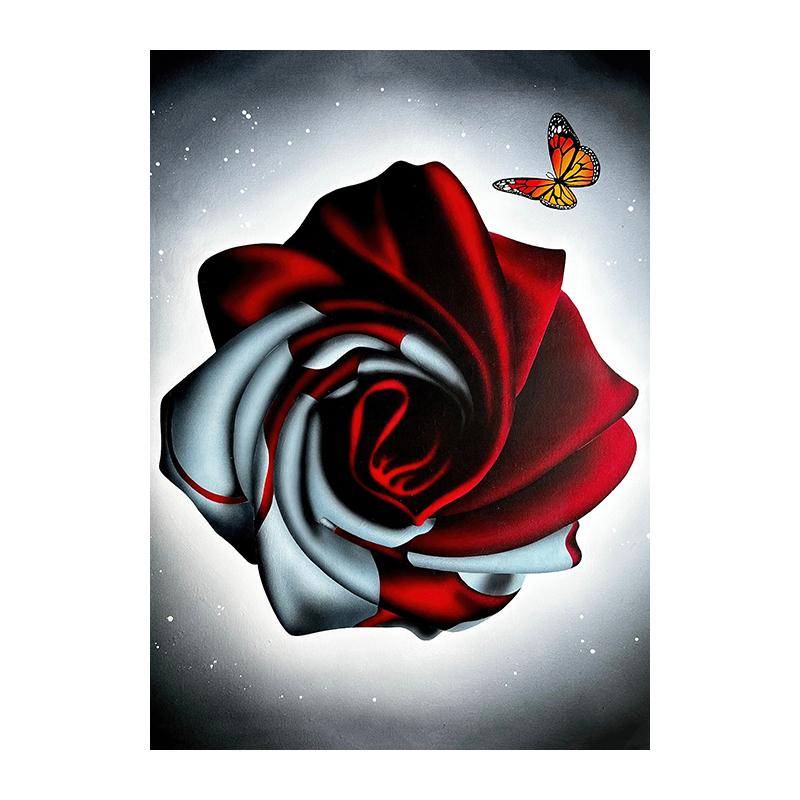 

Vintage Rose Flower Butterfly Print on Canvas Art Posters and Prints Classical Wall Art Pictures for Living Room Home Decor No Frame 21*30cm No Frame