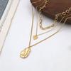 Niche Light Luxury Irregular Oval Peach Heart Pendant Three Layers Stacked Wearing Chain Collarbone Chain Necklace Girl