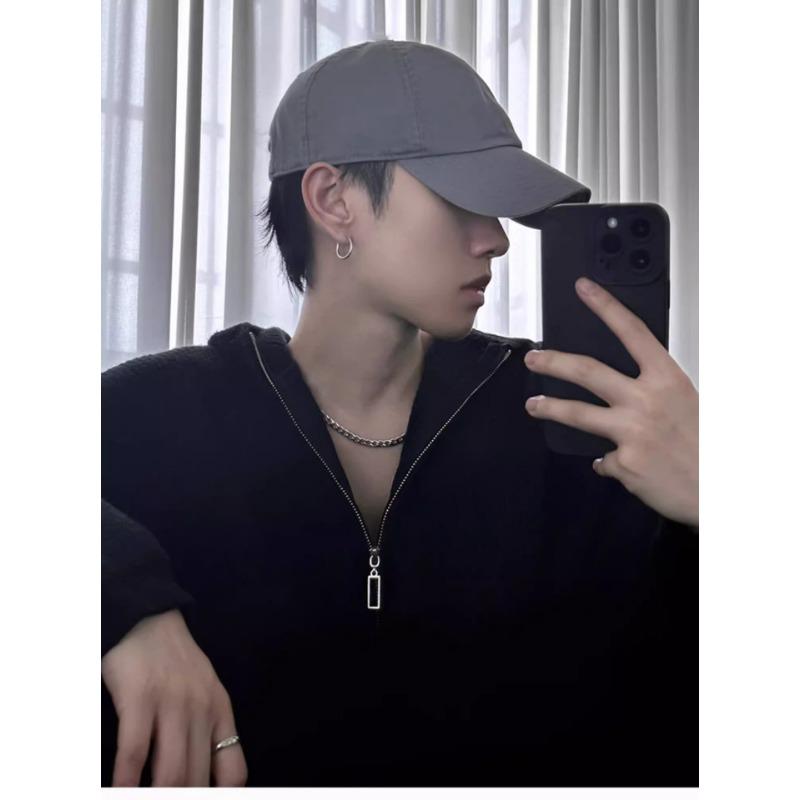 Men S Hooded Half Zip Knit Sweater Loose Warm Casual Pullover