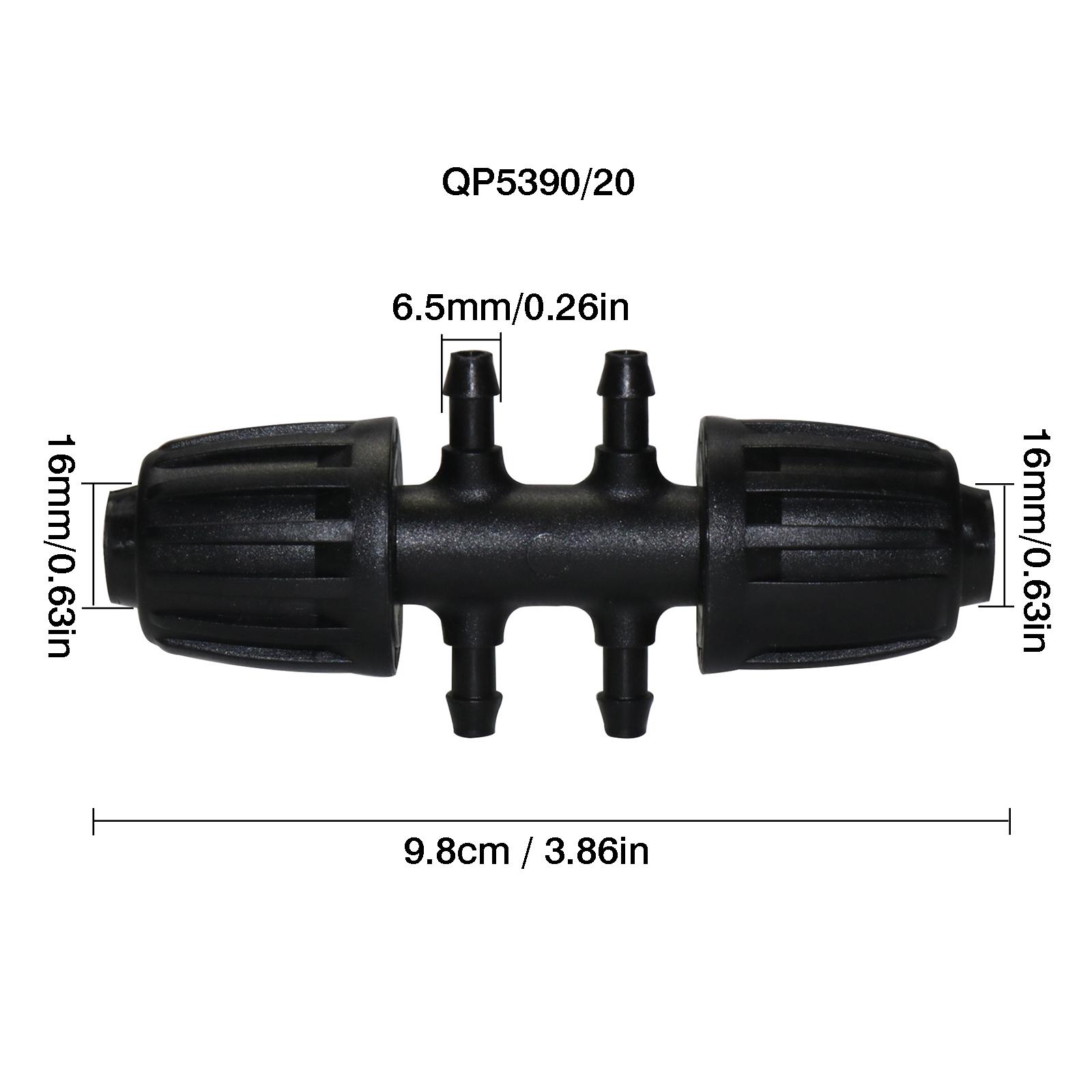 10Pcs 16mm to 4/7mm Tubing Connector Garden Flower Irrigation Water Adapter 6-Ways PE Tubing to 1/4   Micro Hose Connector Joint