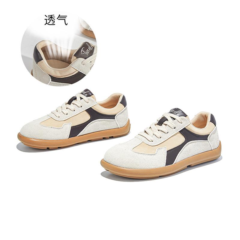Leather retro little white shoes women's autumn new flat bottom tilted head sports shoes casual women's shoes versatile shoes children