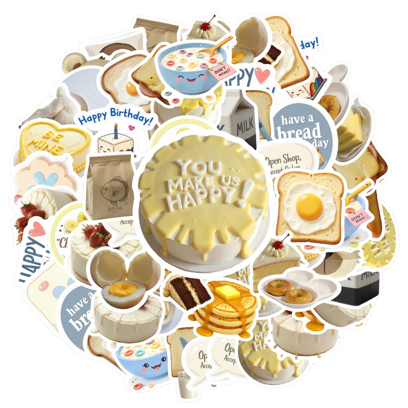 

35pcs Cute Bakery Stickers Cartoon Breakfast Breakfast Decals DIY Stickers For Laptop Motorcycle Luggage Phone Suitcase Fridge