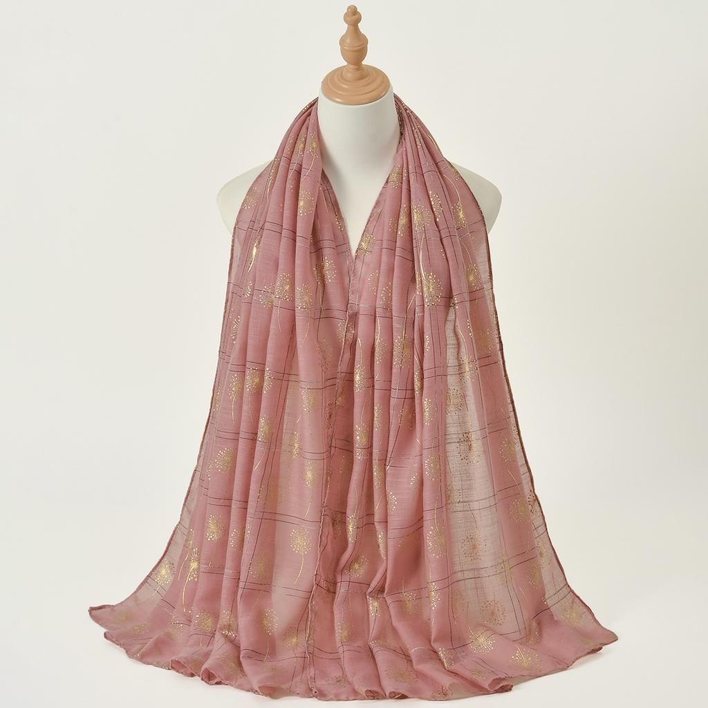 Bronzing Dandelion Cotton Hijab Scarf For Muslim Woman Hijabs Shawl Viscose Soft Headband Ethnic Islam Turban Female Headscarf