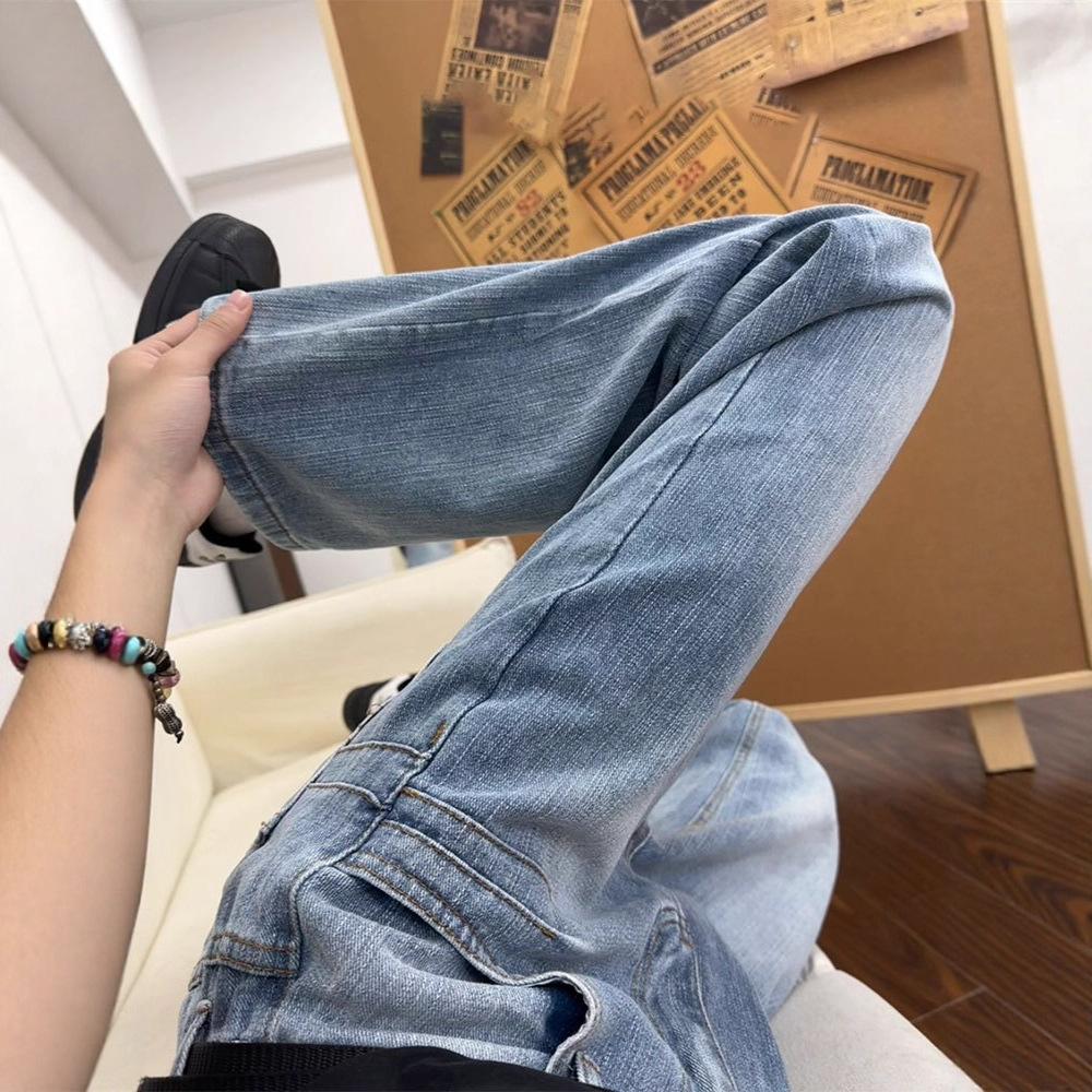 JYL Unisex Wide-Leg Jeans American Vintage Embroidered  Autumn Extended Denim