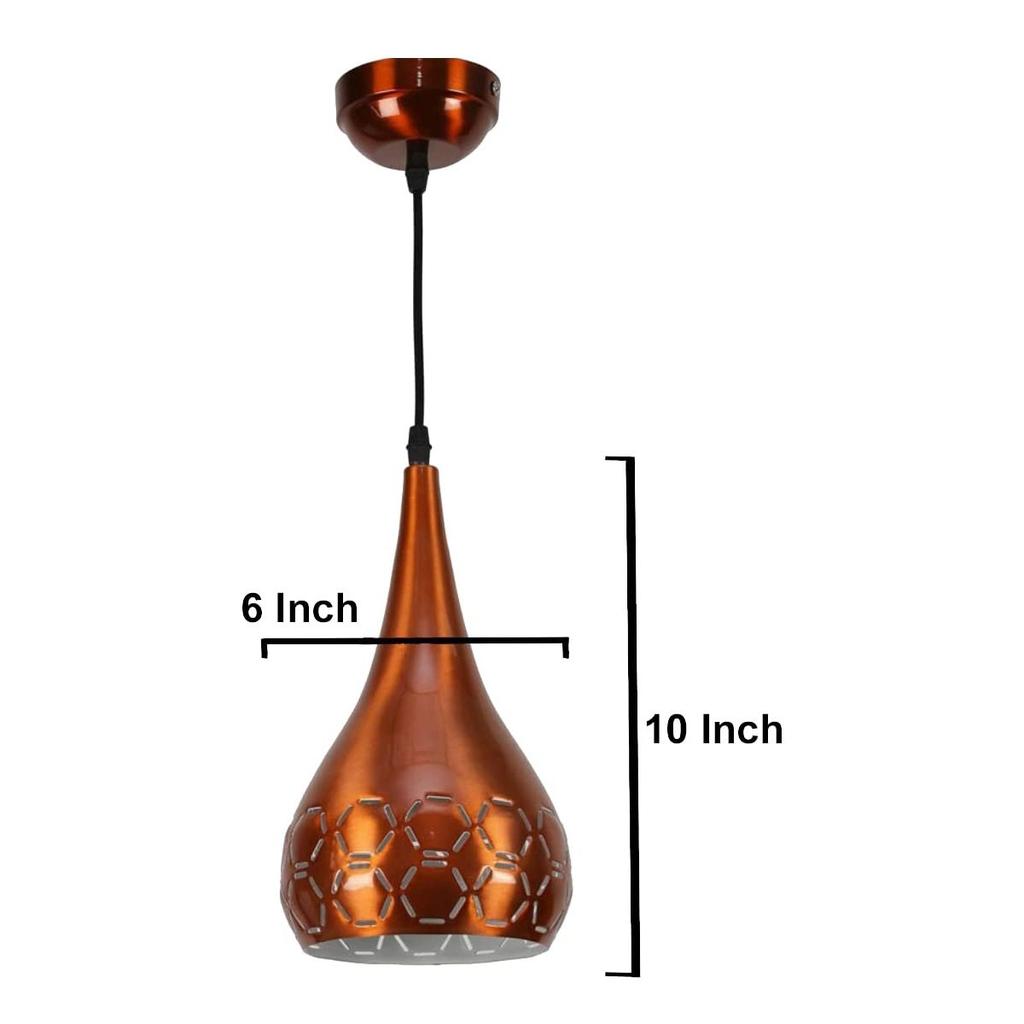 Metal Cut Hanging Light Ceiling Pendant Lamp, 6" Small, Orange