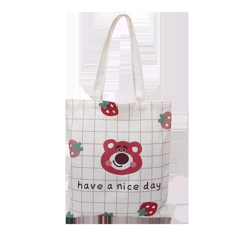 Canvas Tote Bag Large Capacity Casual With Lotso And Letter Print For Daily Use