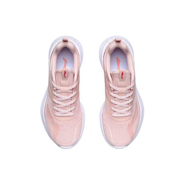 New LiNing Lightweight Cushioning Low Top Running Shoes Women's Peach Orange Pink ARHR064-5