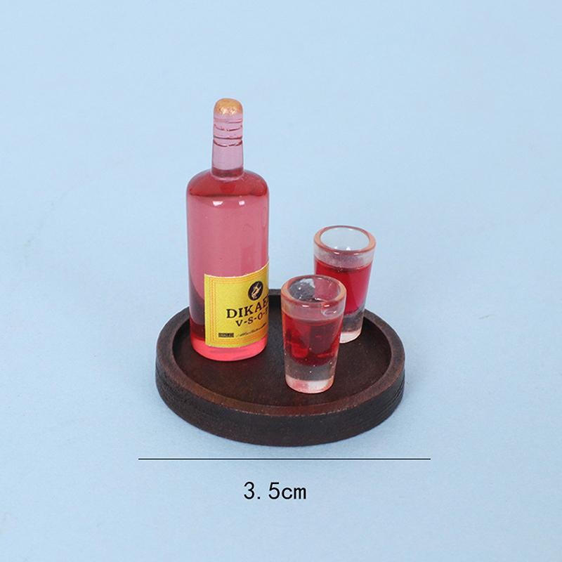 1Set 1/12 Doll House Miniature Resin Vodka Bottle Wine Glass Set Simulation Drink Model Toy Mini Decoration Dollhouse Accessorie