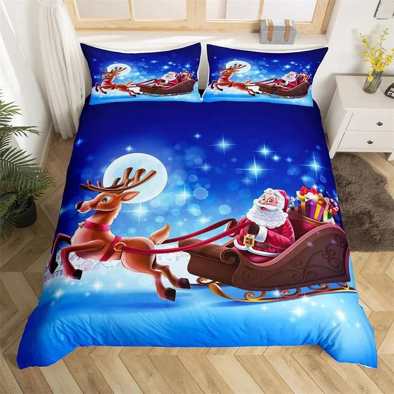 

Comforter Christmas Twin/Full/Queen/King Cartoon Santa Claus Bedding Set Xmas Theme Snowflake Comforter For Girls Adults Comforter (quilt)-EU Single(135*200cm)3pcs
