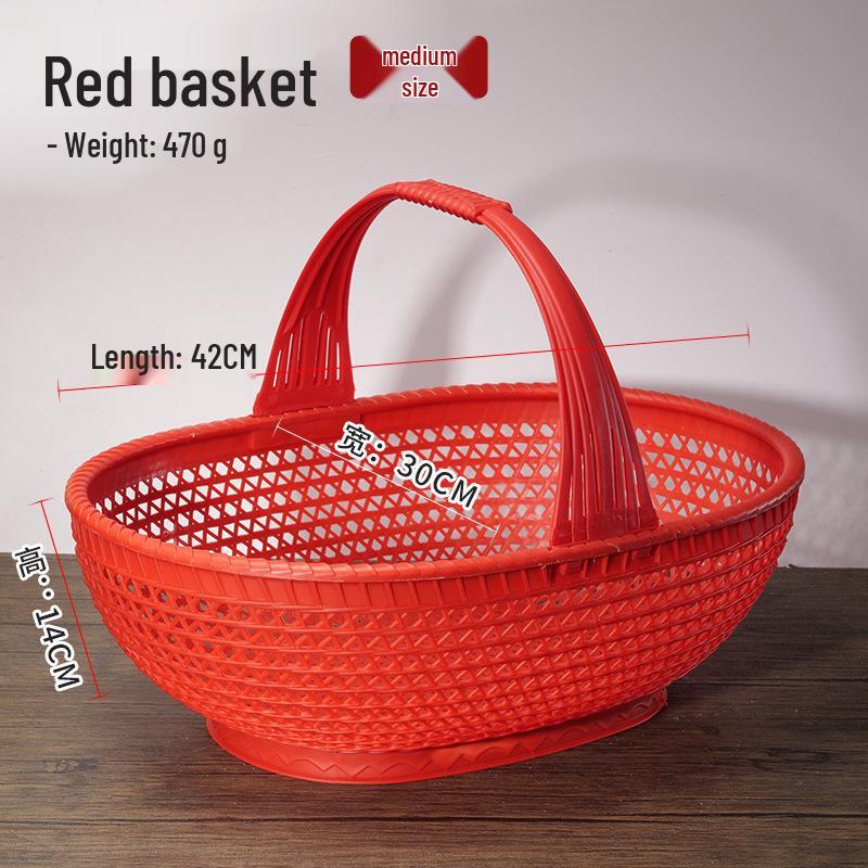 Imitation Bamboo Plastic Fruit & Vegetable Basket - Handheld Outdoor Pickers & Egg Carrier