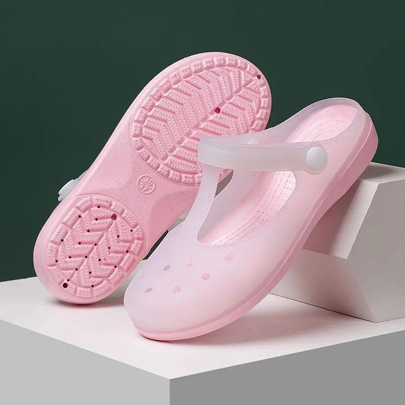 Fashion Cute Kawaii Thick Junior Green Slides Mules Outside Shoes Women's Slippers and Ladies Sandals Soft On Beach Indoor Waterproof F