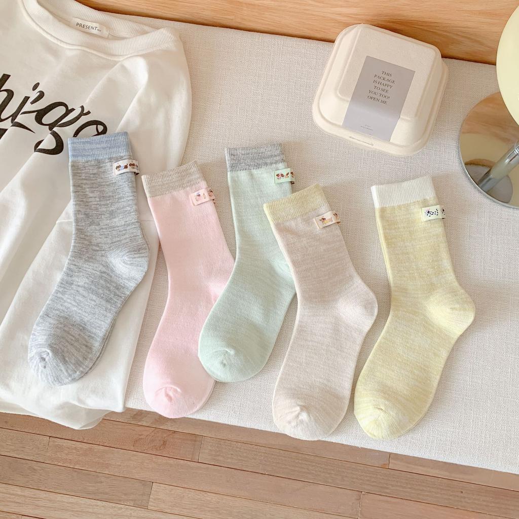 Socks Girls Are Cute Dachshund Puppies, Cloth Labels, Medium Socks, Trendy Color-Blocking Cartoon Girls, Piles Of Socks