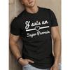 Europäische Größe Herren Super Parrain Kurzarm-T-Shirt - Lässiges Sommer-Oberteil mit Rundhalsausschnitt und Aufdruck, Maschinenwaschbar, Regular Fit Tee