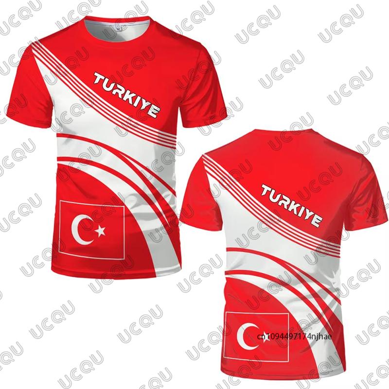 2026 New Turkish Flag Print Soccer Jersey For Men T-Shirt Summer Quick-Drying Sports Short Sleeve Tees Casual Kids/Adult Tops