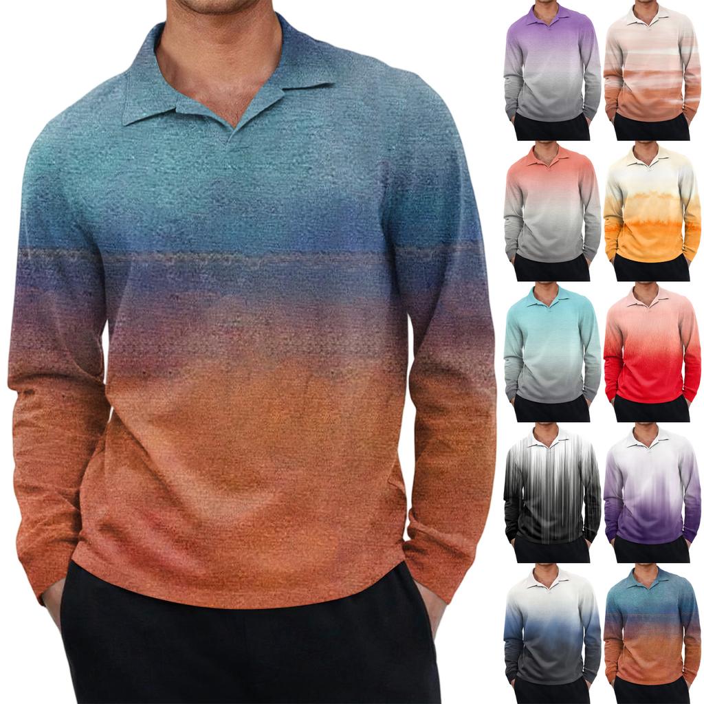Men's Casual Retro Small V-neck Long-sleeved Top
