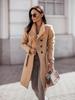 2021 Women's Autumn/Winter Wool Coat - Solid Color, Mid-length with Tie-up