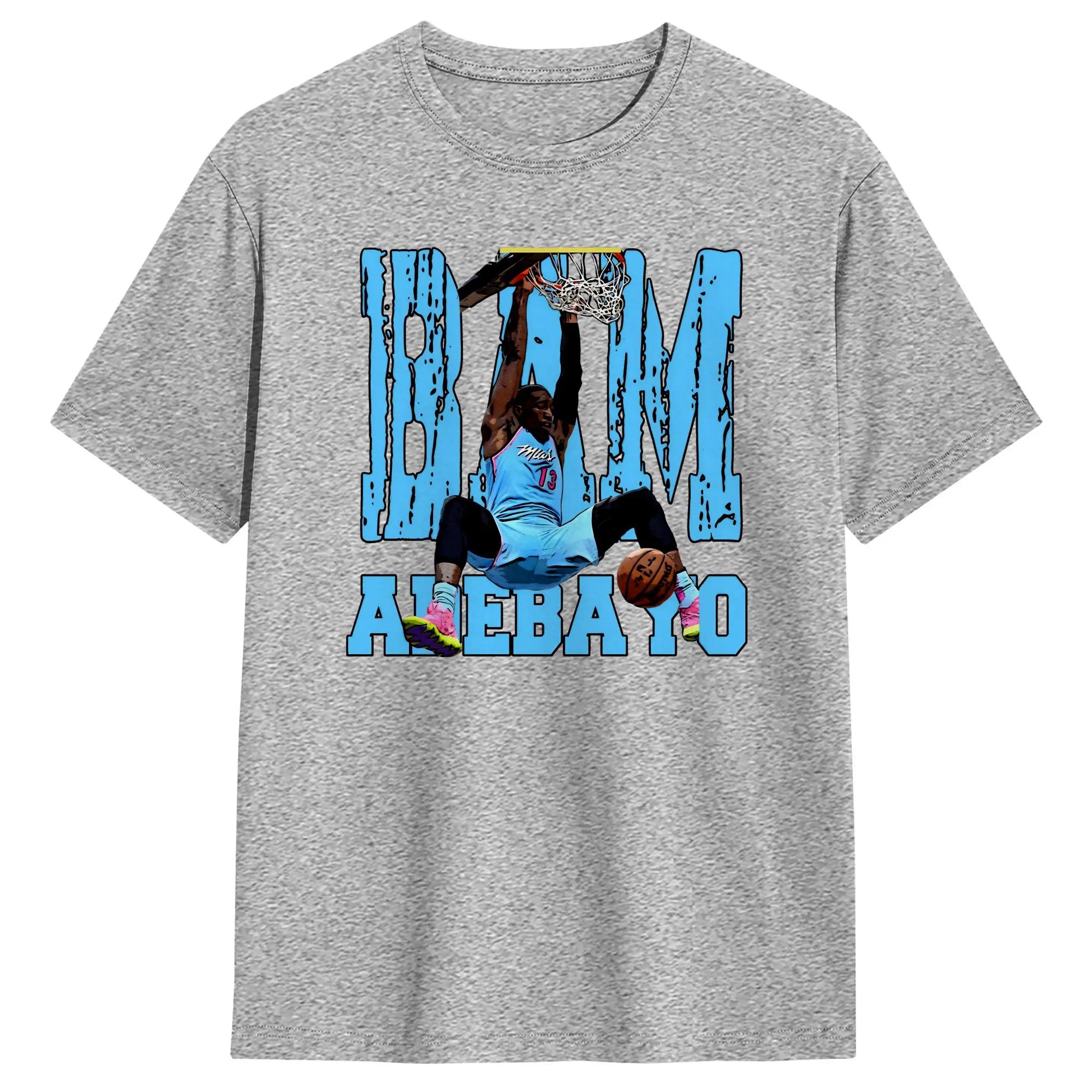 Bam Adebayo Men T Shirts  Creative Tee Shirt Short Sleeve Crewneck T-Shirt Cotton Birthday Present Clothes XL