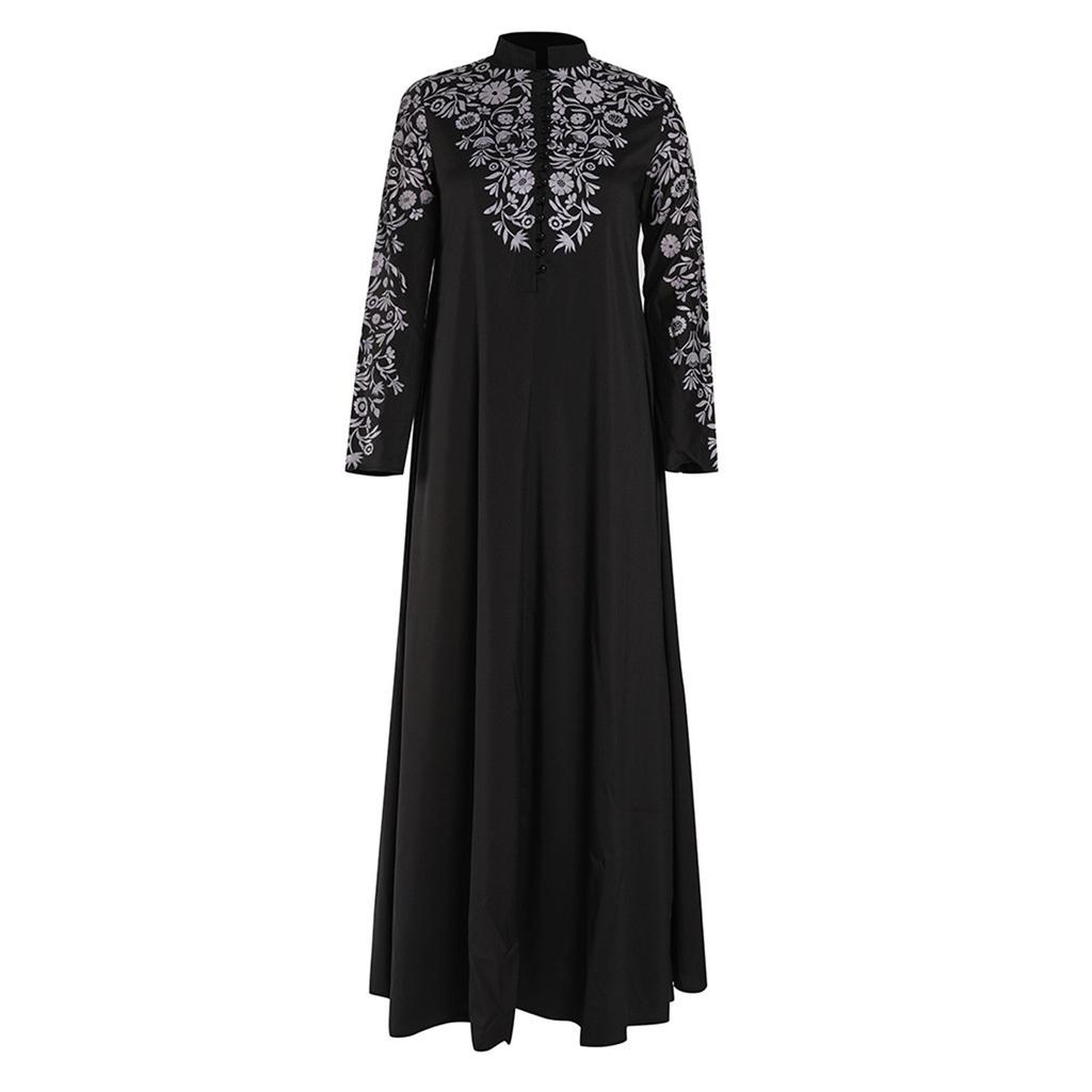 Kvinner Muslim Kjole Kaftan Arab Jilbab Abaya Islamsk Blondesøm Maxi Kjole
